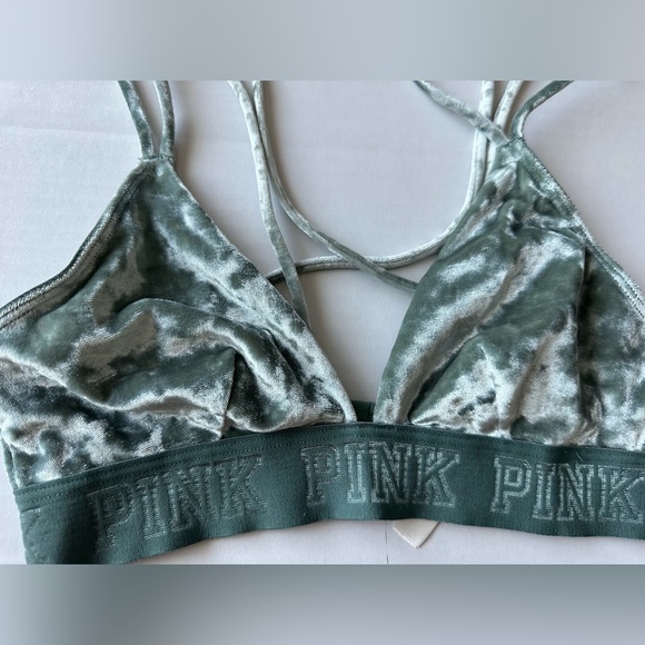 Mint Green Velvet XS PINK Bralette - Picture 2 of 6